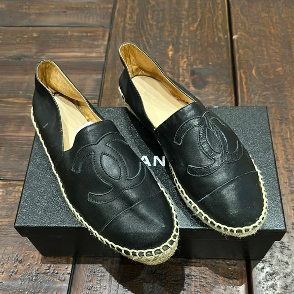 CHANEL | Shoes | Authentic Chanel Black Espadrille Loafers  display picture 1